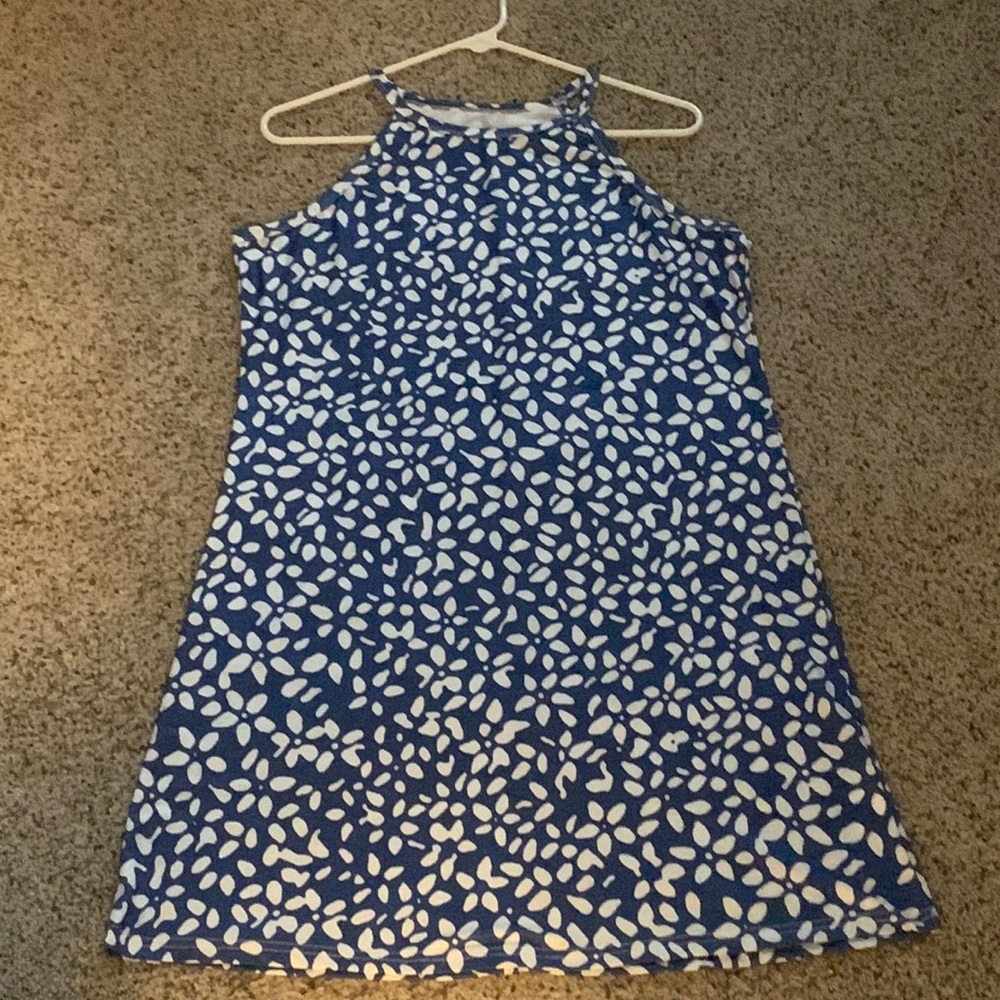 Blue and White sleeveless dress